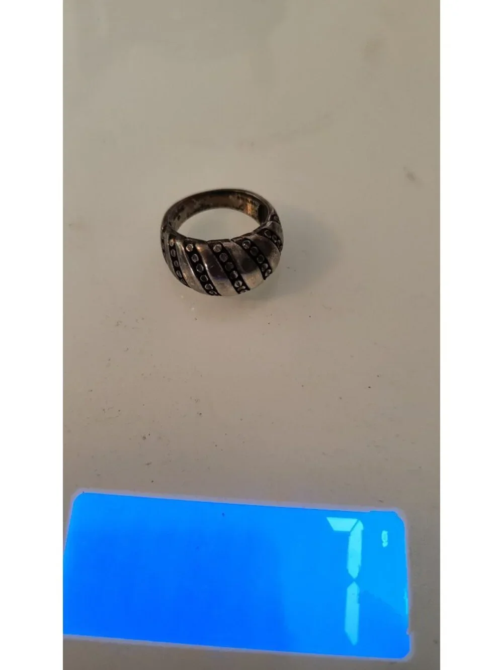 Classic Kabana Mens Sterling Silver Pinky Ring 7g scalloped design